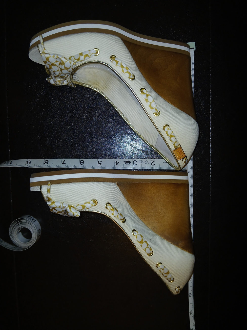 Coach Open Toe Cream Wedge 6.5